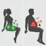 Visual comparison of protective gluteofemoral fat distribution in women versus high-risk visceral fat in men.