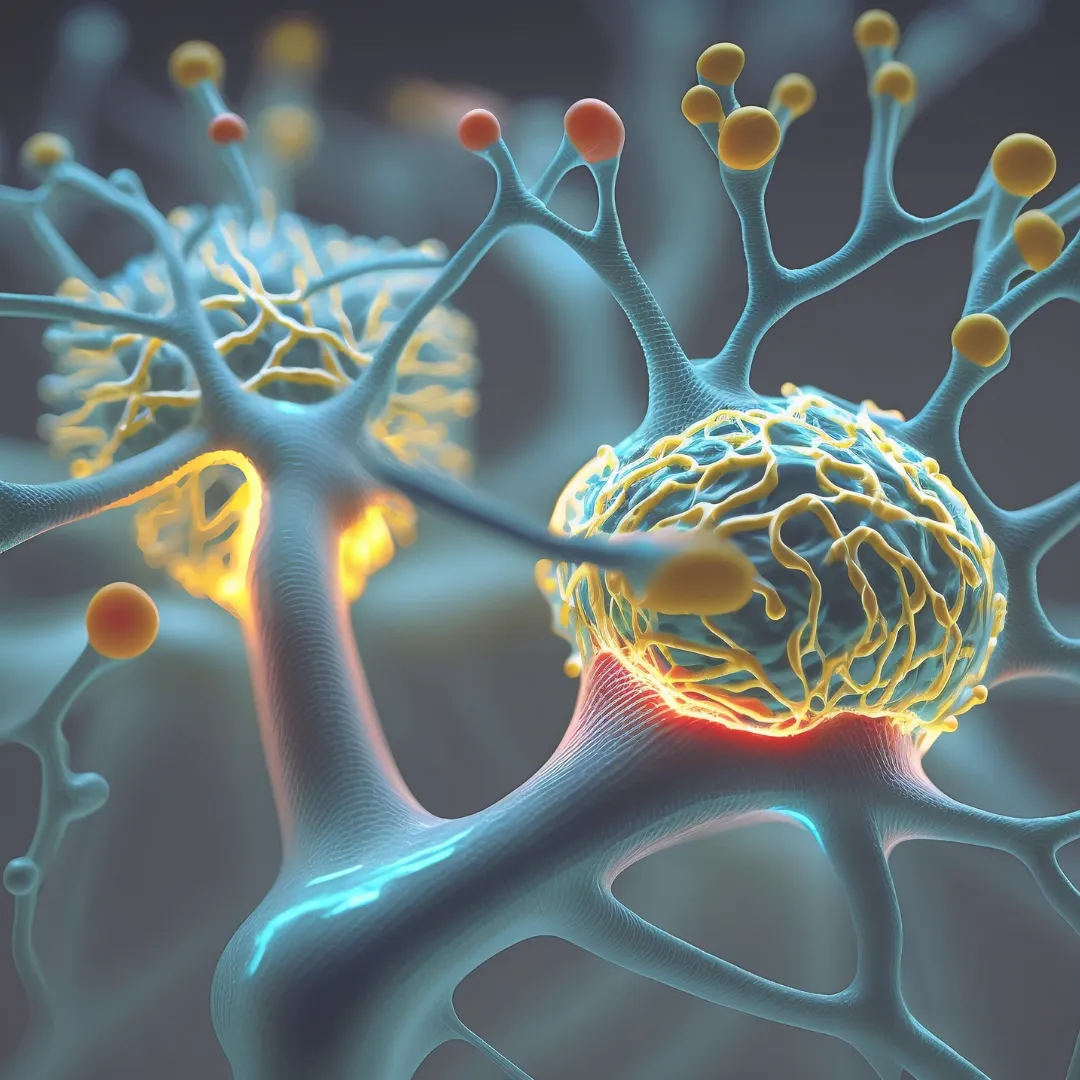 3D rendering of neuron synapses signaling
