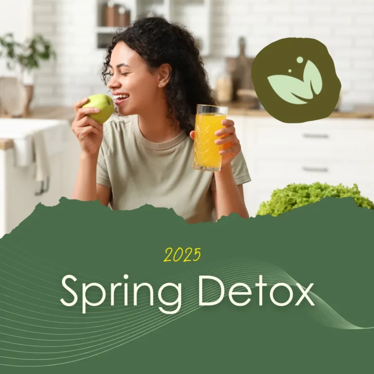 A woman enjoying a fresh apple and orange juice, symbolizing a healthy spring detox in 2025.